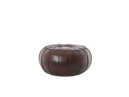Taburet Ø58x32 cm CALIMA koža tmavohnedá