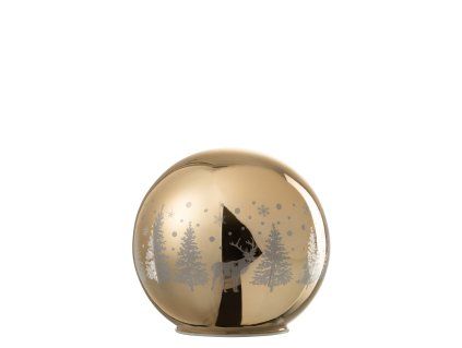 Vianočná dekoračná guľa Champagne, LED svetlo Vianočná krajina, rozmer 14,5x14 cm