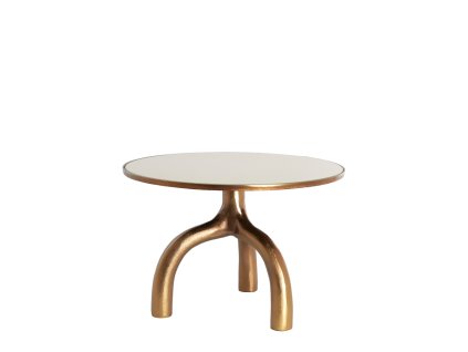 Konferenčný stolík Ø65x44 cm MELLO lesklý hnedý bronz + sklo taupe