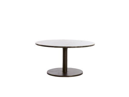 Konferenčný stolík Ø76x36 cm PAZO tmavohnedý mramor + tmavohnedá