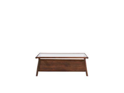 Konferenčný stolík 112x70x41 cm YUKI akáciové drevo tmavohnedé + sklo