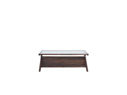 Konferenčný stolík 112x70x41 cm YUKI mangové drevo čokoládovo hnedá + sklo