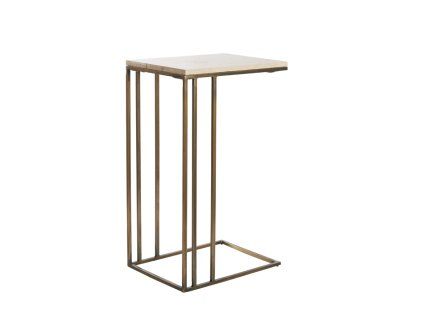 Príručný stolík 41x31x66 cm ROSHAN travertín pieskový+antický bronz