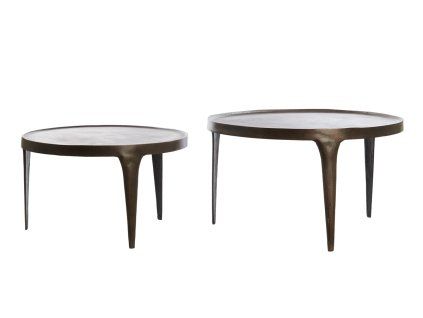 Konferenčný stolík S/2 Ø64x39+Ø75x44 cm TOBIAS tmavohnedý
