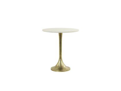 Príručný stolík Ø48x53 cm RICKERD biely mramor + antický bronz