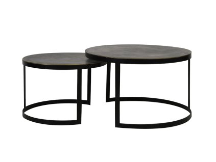 Konferenčný stolík S/2 Ø62x41+Ø76x46 cm TRELO antický bronz-čierny