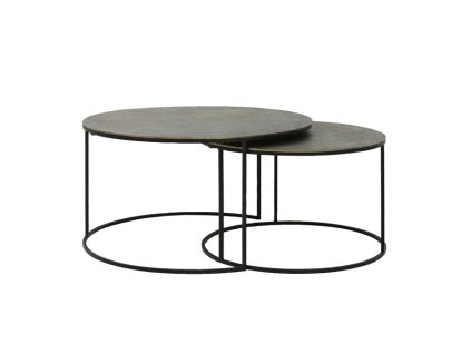Konferenčný stolík S/2 Ø61x37+Ø76x41 cm RENGO textúra mravec bronz
