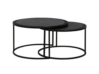 Konferenčný stolík S/2 Ø67,5x39,5+Ø75x45 cm TALCA olovo antická hrana