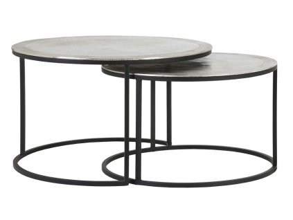 Konferenčný stolík S/2 Ø67,5x39,5+Ø75x45 cm TALCA surový nikel