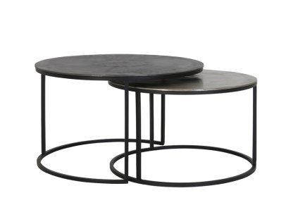 Konferenčný stolík S/2 Ø67,5x39,5+Ø75x45 cm TALCA rw lead+ant lead