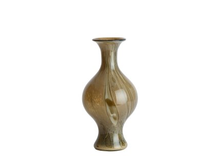 Váza Ø19x40 cm JORVEN sklo taupe+olivovozelená