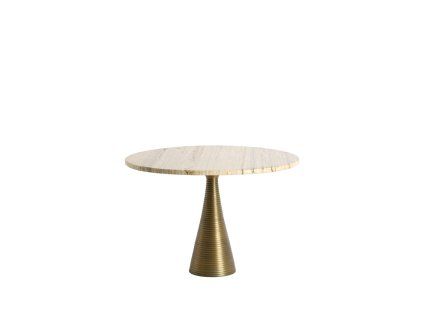 Konferenčný stolík Ø60x40 cm BAHIA pieskový travertín + antický bronz