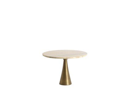 Konferenčný stolík Ø50x35 cm BAHIA pieskový travertín + antický bronz
