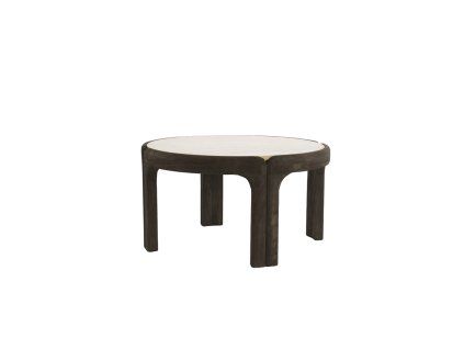 Konferenčný stolík Ø75x40 cm ALI drevo sivo-tmavo hnedé+travertín pieskový