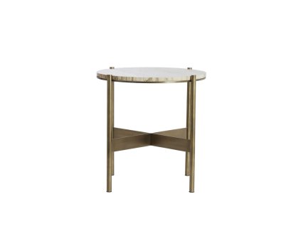 Príručný stolík Ø47x45 cm MACAPA antický bronz + krémový travertín