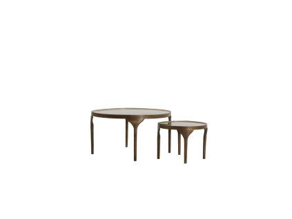Príručný stolík S/2 Ø49,5x36+Ø85x45 cm LAPAZ antický bronz+taupe