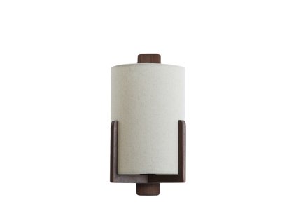 Nástenná lampa 22x18x36 cm LITTO tmavohnedá+ľanová prírodná