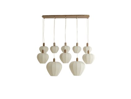 Závesná lampa 10L 144x49x200 cm HUXI potlač dreva prírodná+ľanová krémová