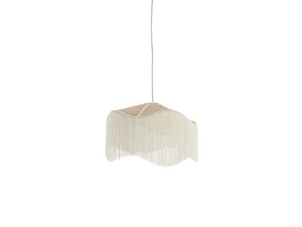 Závesná lampa Ø40x26 cm TIFFANY rafia prírodná+krémová