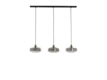 Závesná lampa 3L 120x30x21 cm SOLNA antický bronz + dymové sklo