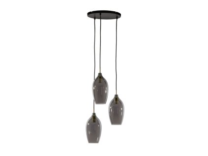 Závesná lampa 3L Ø35x32 cm LUKARO antický bronz + dymové sklo