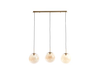 Závesná lampa 3L 120x30x30 cm MEDINA sklo jantárová+zlatá