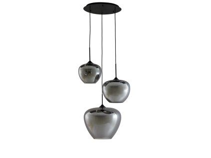 Závesná lampa 3L Ø40x160 cm MAYSON dymové sklo + matná čierna