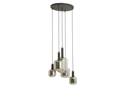 Závesná lampa 5L Ø65x32 cm LEKAR čierna + dymové sklo