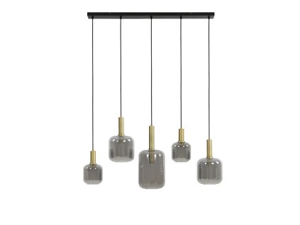 Závesná lampa 5L 110x22x32 cm LEKAR mravenec bronz + dymové sklo