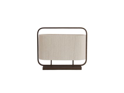 Stolová lampa 45x15x37,5 cm LECCE drevená potlač hnedá+lano krémová