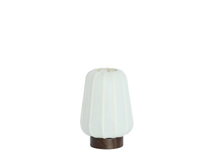 Stolová lampa Ø20x29 cm BIBIA, potlač dreva, tmavohnedá+biela