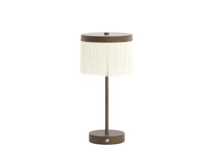 Stolová lampa LED Ø17x35 cm DINY potlač dreva tmavohnedá+krémová
