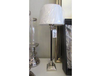 stolna lampa ierno strieborna s bielym tienidlom vyska 51 cm 8162