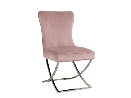 Stolička Scarlett Pink velvet / strieborná
