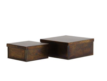 Box deko set 2 ks 12,5x12,5x6+16,5x16,5x7 cm LOBERIO antique bronze