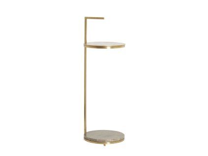 Príručný stolík Ø26x76 cm LEDA travertín hnedý+bronz