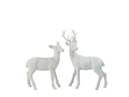 Vianočná dekorácia - set 2 ks bielych jelenčekov, rozmer 22x6,5x28 cm
