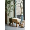 Lavica 90x31x46 cm RAMY koža piesková + drevo prírodná