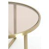 Konferenčný stolík S/2 Ø65x39+Ø75x44 cm SERELLE svetlý zlatý+sklo hnedý