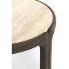 Konferenčný stolík Ø75x40 cm ALI drevo sivo-tmavo hnedé+travertín pieskový