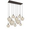 Závesná lampa 10L 144x49x200 cm HUXI drevená potlač hnedá+ľanová