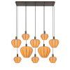 Závesná lampa 10L 144x49x200 cm HUXI drevená potlač hnedá+ľanová