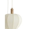 Závesná lampa 5L Ø76x140 cm HUXI potlač dreva prírodná + ľan krémová