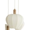 Závesná lampa 5L Ø76x140 cm HUXI potlač dreva prírodná + ľan krémová