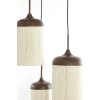 Závesná lampa 3L Ø35x32 cm DANIALO potlač dreva hnedá+lano krémová