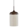 Závesná lampa Ø27,5x52 cm DANIA drevená potlač d hnedá+lano krémová