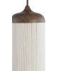 Závesná lampa Ø22x41,5 cm DANIA drevená potlač d hnedá+lano krémová