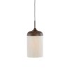 Závesná lampa Ø22x41,5 cm DANIA drevená potlač d hnedá+lano krémová