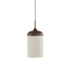 Závesná lampa Ø22x41,5 cm DANIA drevená potlač d hnedá+lano krémová