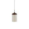 Závesná lampa Ø16x31 cm DANIA drevená potlač d hnedá+lano krémová